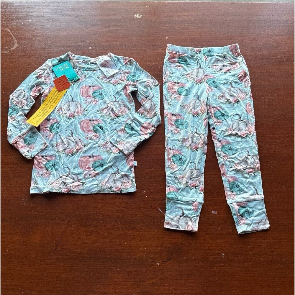 POSH PEANUT TEAL PUMPKINS fall halloween bamboo pajamas NWT